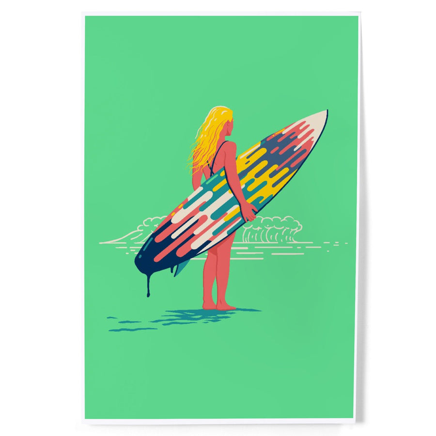 Sweet Relief Collection, Surfer Girl with Surfboard, Art & Giclee Prints Art Lantern Press 