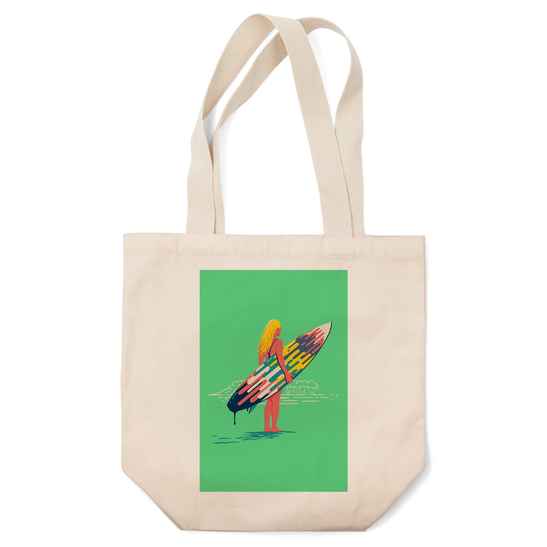 Sweet Relief Collection, Surfer Girl with Surfboard, Tote Bag Totes Lantern Press 