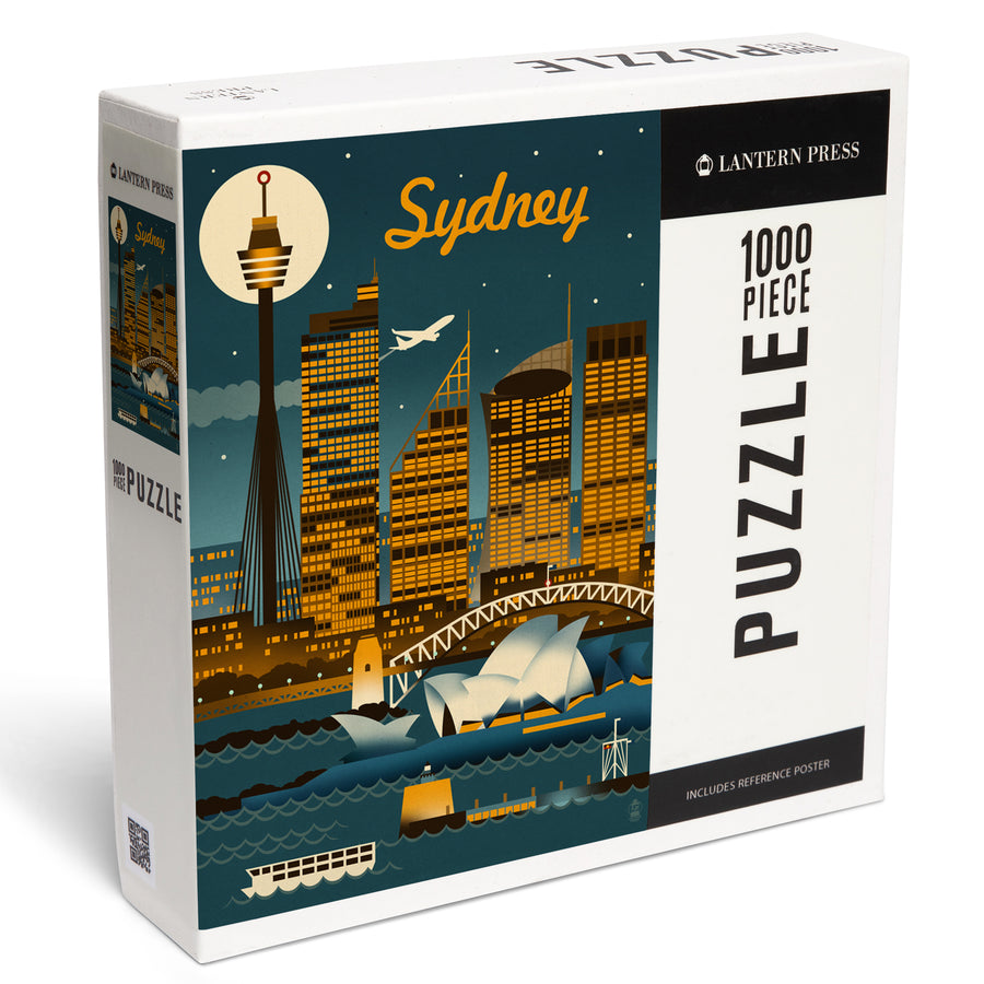 Sydney, Australia, Retro Skyline, Jigsaw Puzzle Puzzle Lantern Press 