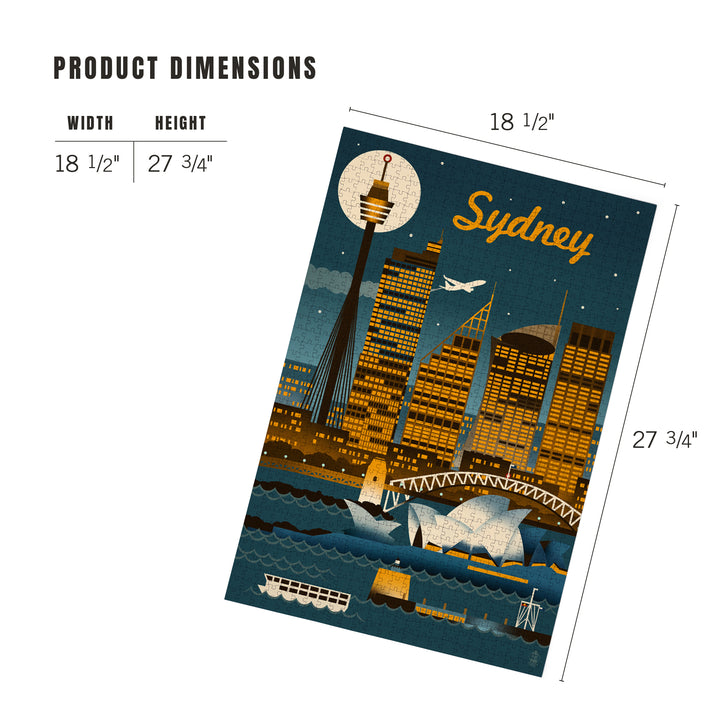 Sydney, Australia, Retro Skyline, Jigsaw Puzzle Puzzle Lantern Press 