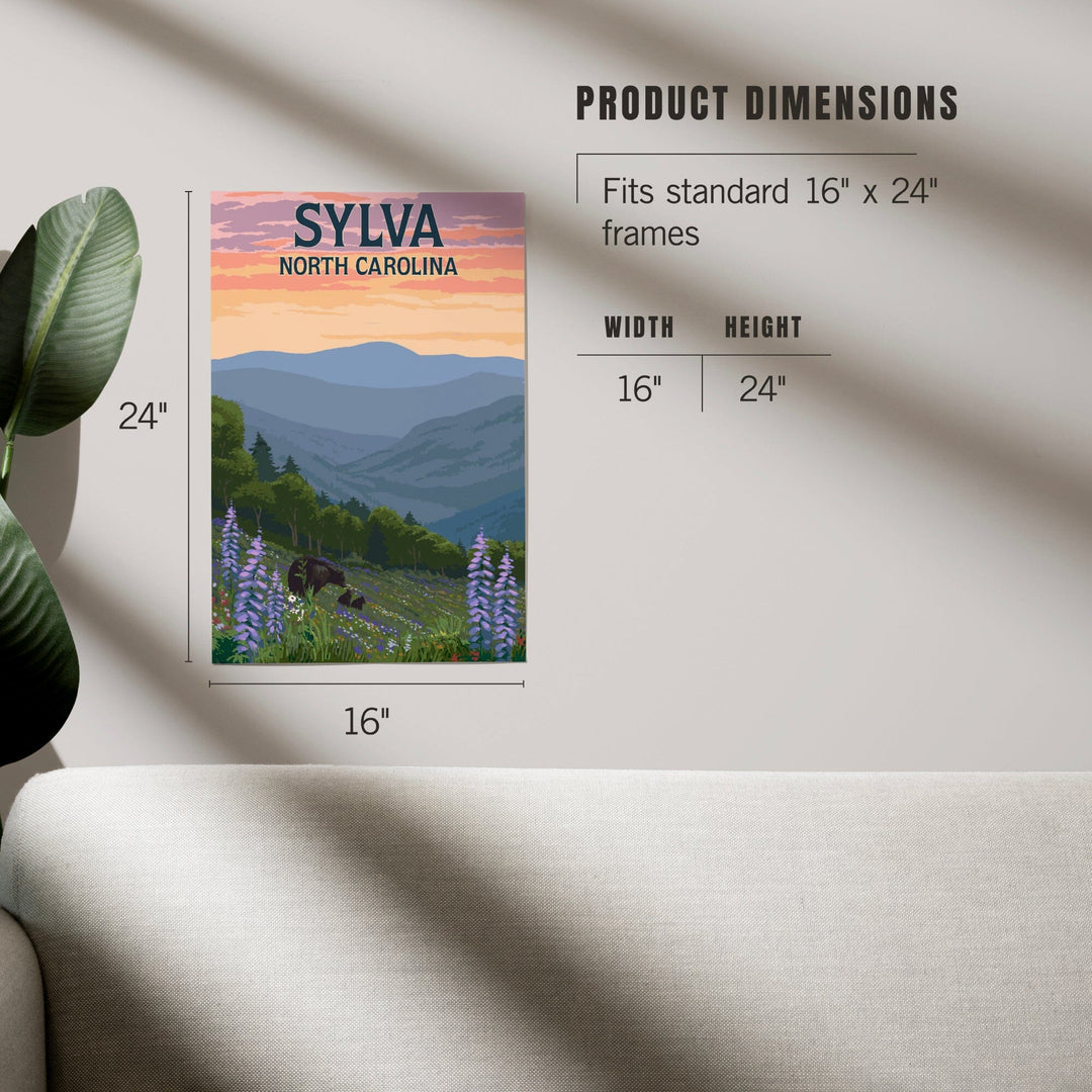 Sylva, North Carolina, Bears and Spring Flowers, Art & Giclee Prints Art Lantern Press 