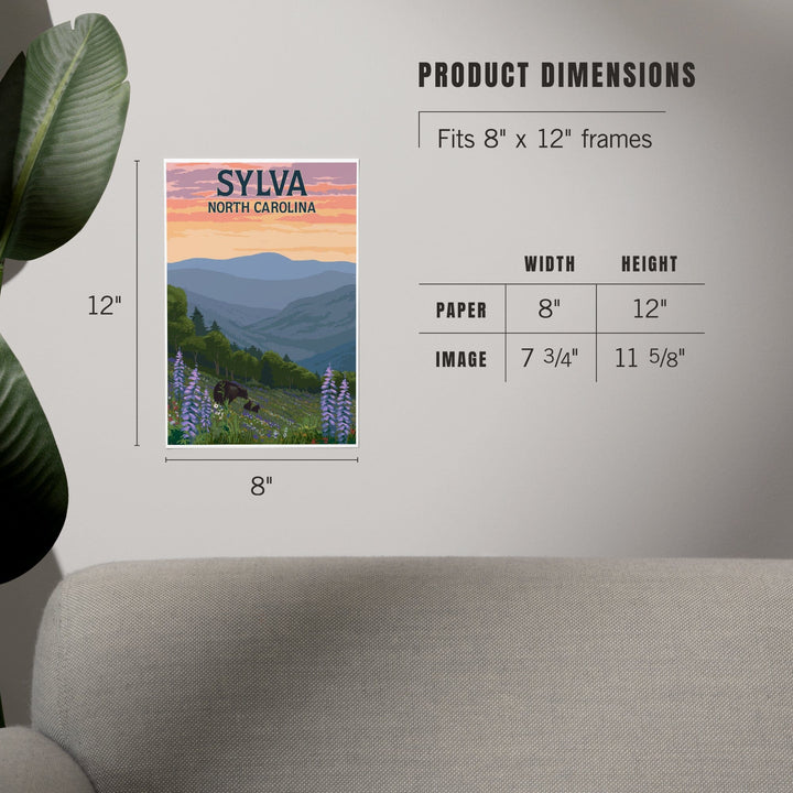 Sylva, North Carolina, Bears and Spring Flowers, Art & Giclee Prints Art Lantern Press 