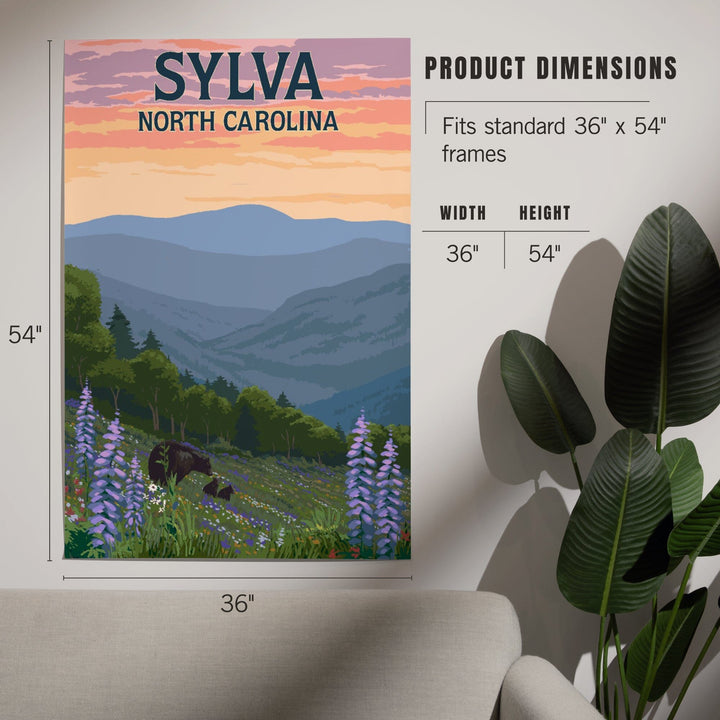 Sylva, North Carolina, Bears and Spring Flowers, Art & Giclee Prints Art Lantern Press 