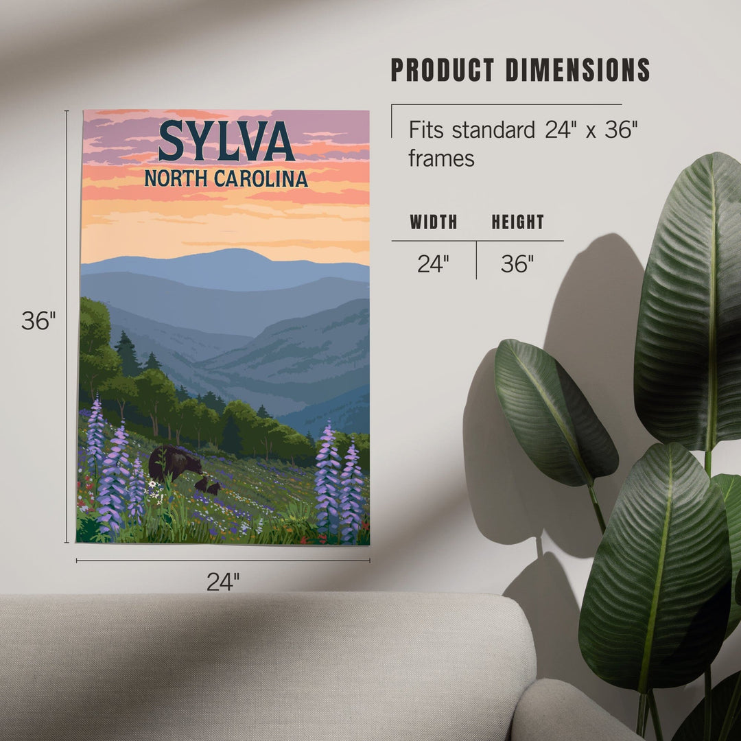 Sylva, North Carolina, Bears and Spring Flowers, Art & Giclee Prints Art Lantern Press 