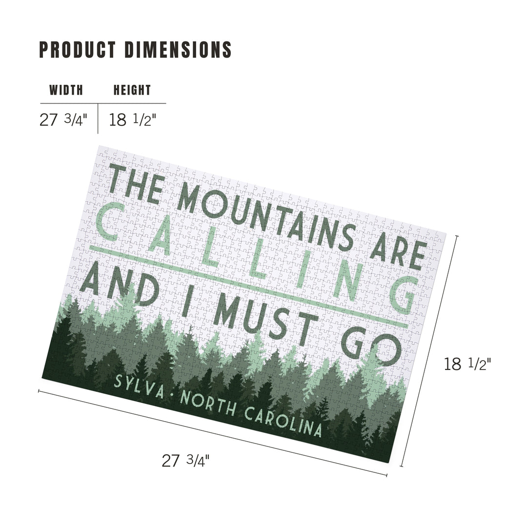 Sylva, North Carolina, The Mountains are Calling, Pine Trees, Jigsaw Puzzle Puzzle Lantern Press 