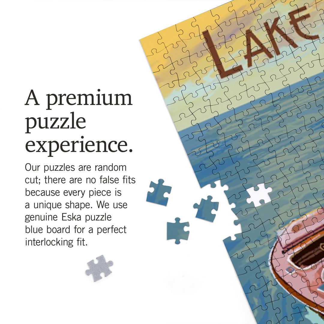 Syracuse, Indiana, Wooden Boat, Lake Wawasee, Jigsaw Puzzle Puzzle Lantern Press 
