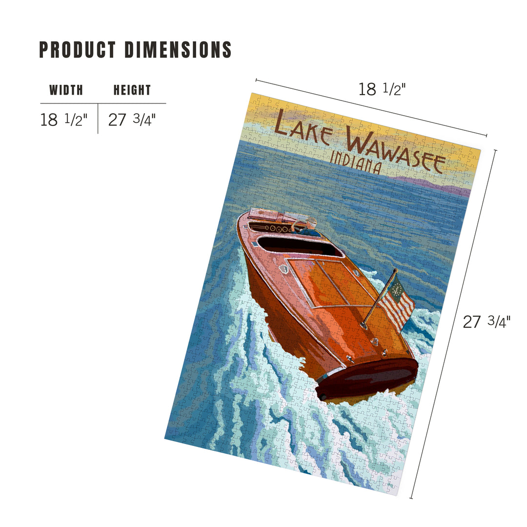 Syracuse, Indiana, Wooden Boat, Lake Wawasee, Jigsaw Puzzle Puzzle Lantern Press 