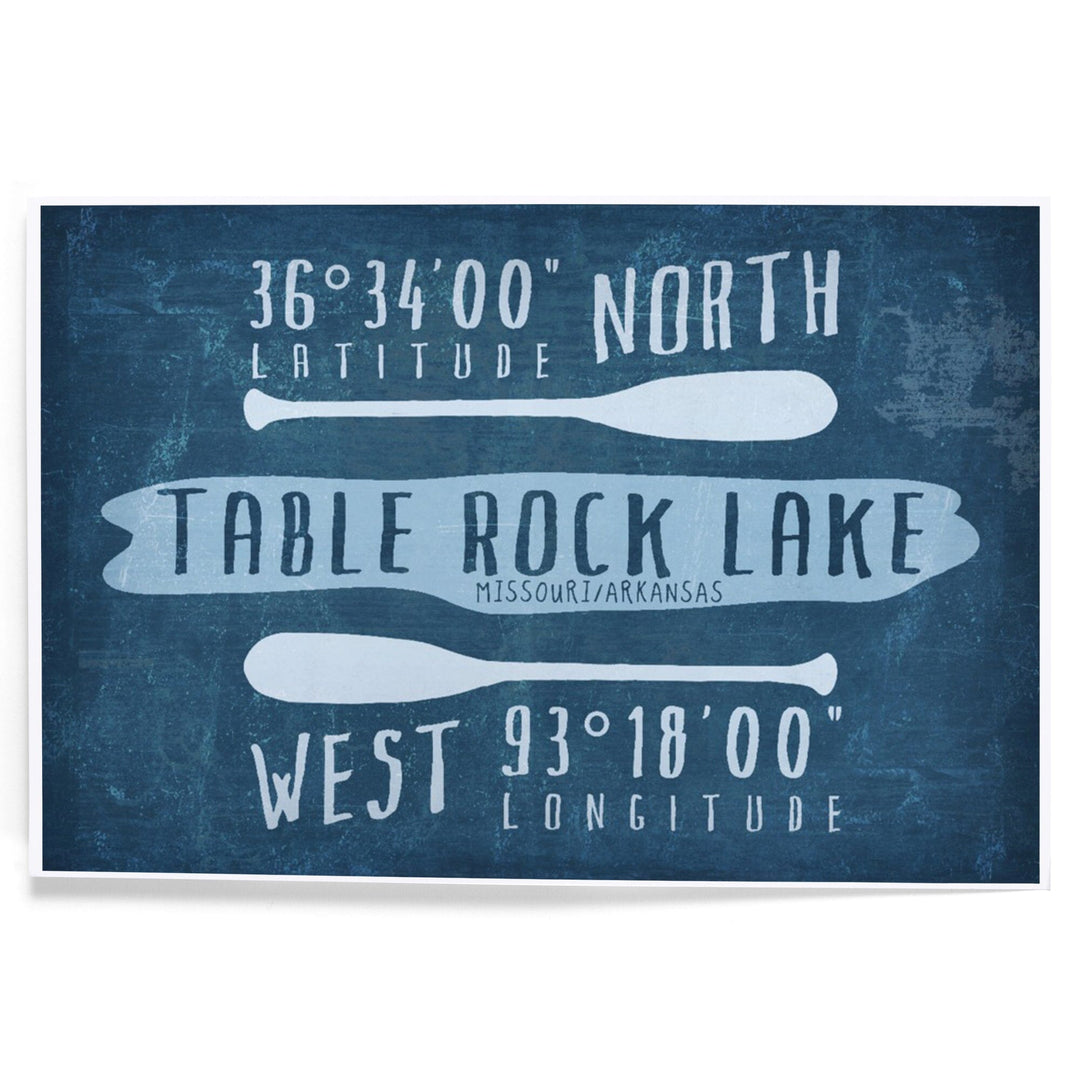 Table Rock Lake, Lake Essentials, Latitude and Longitude, Art & Giclee Prints Art Lantern Press 