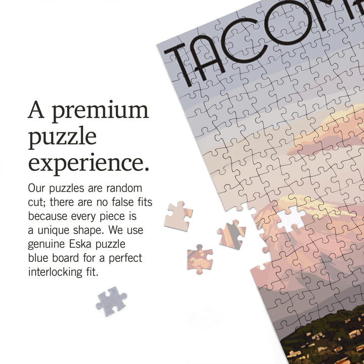 Tacoma, Washington, Narrows Bridge and Rainier, Jigsaw Puzzle Puzzle Lantern Press 