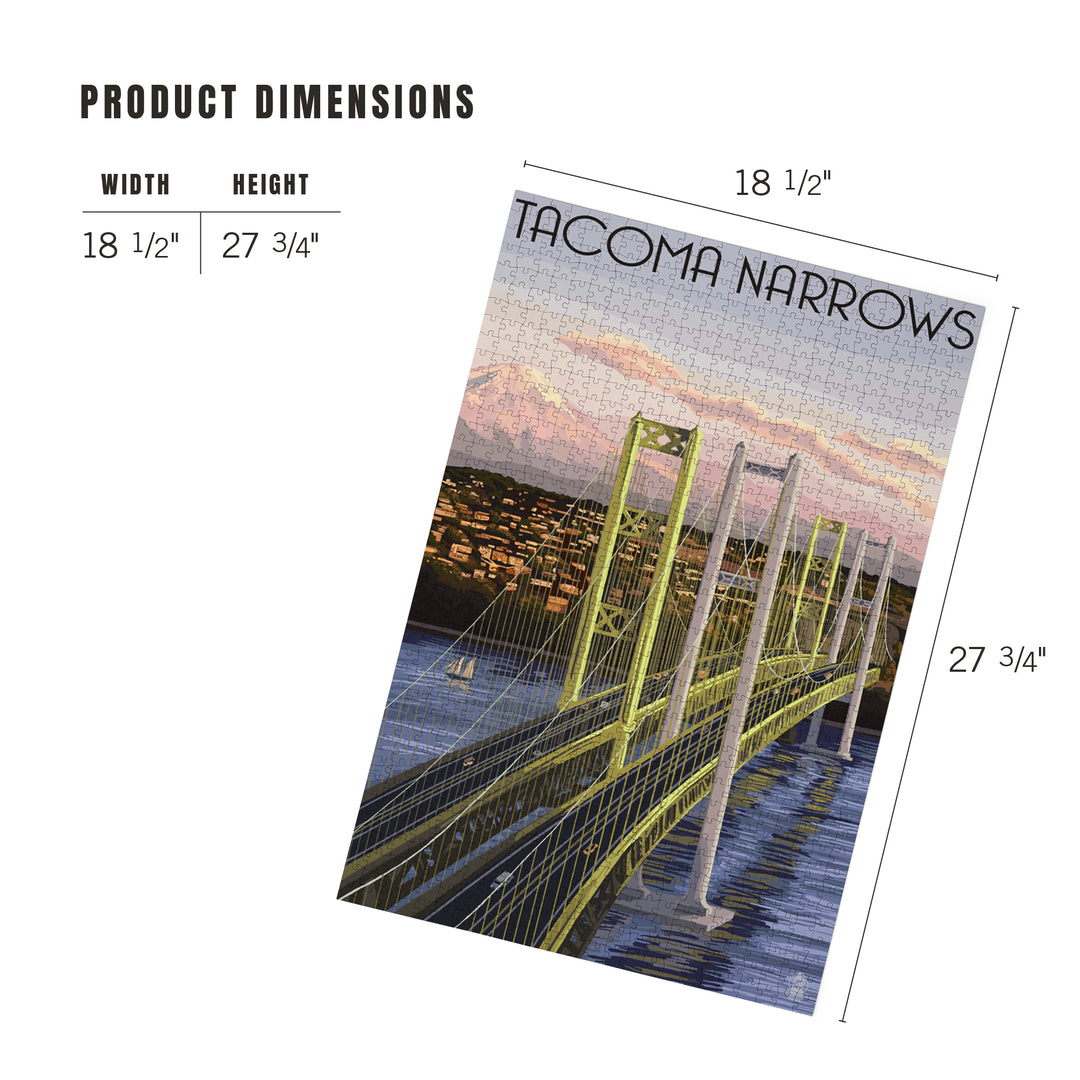 Tacoma, Washington, Narrows Bridge and Rainier, Jigsaw Puzzle Puzzle Lantern Press 