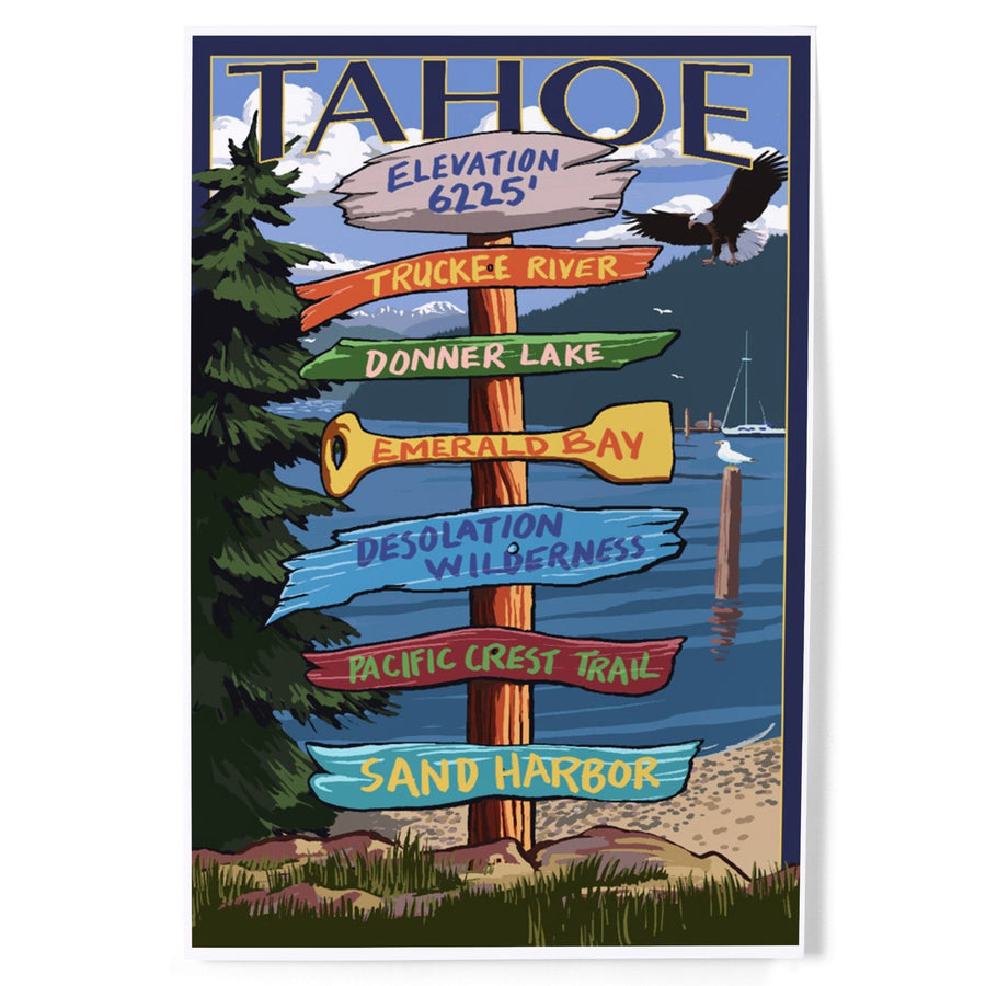Tahoe, Destination Signpost, Art & Giclee Prints Art Lantern Press 