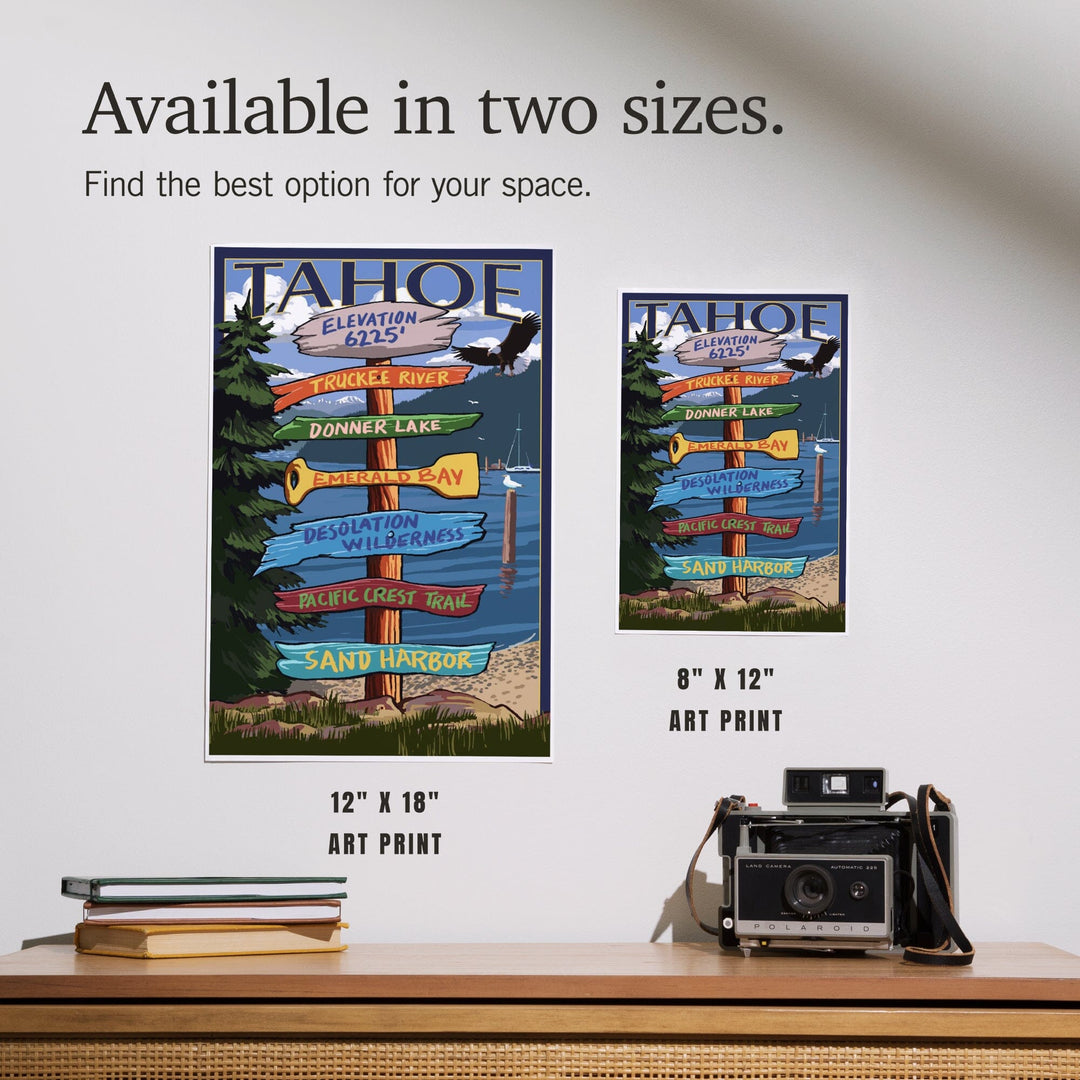 Tahoe, Destination Signpost, Art & Giclee Prints Art Lantern Press 