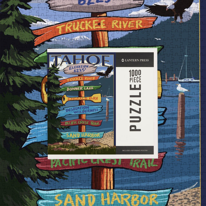 Tahoe, Destination Signpost, Jigsaw Puzzle Puzzle Lantern Press 