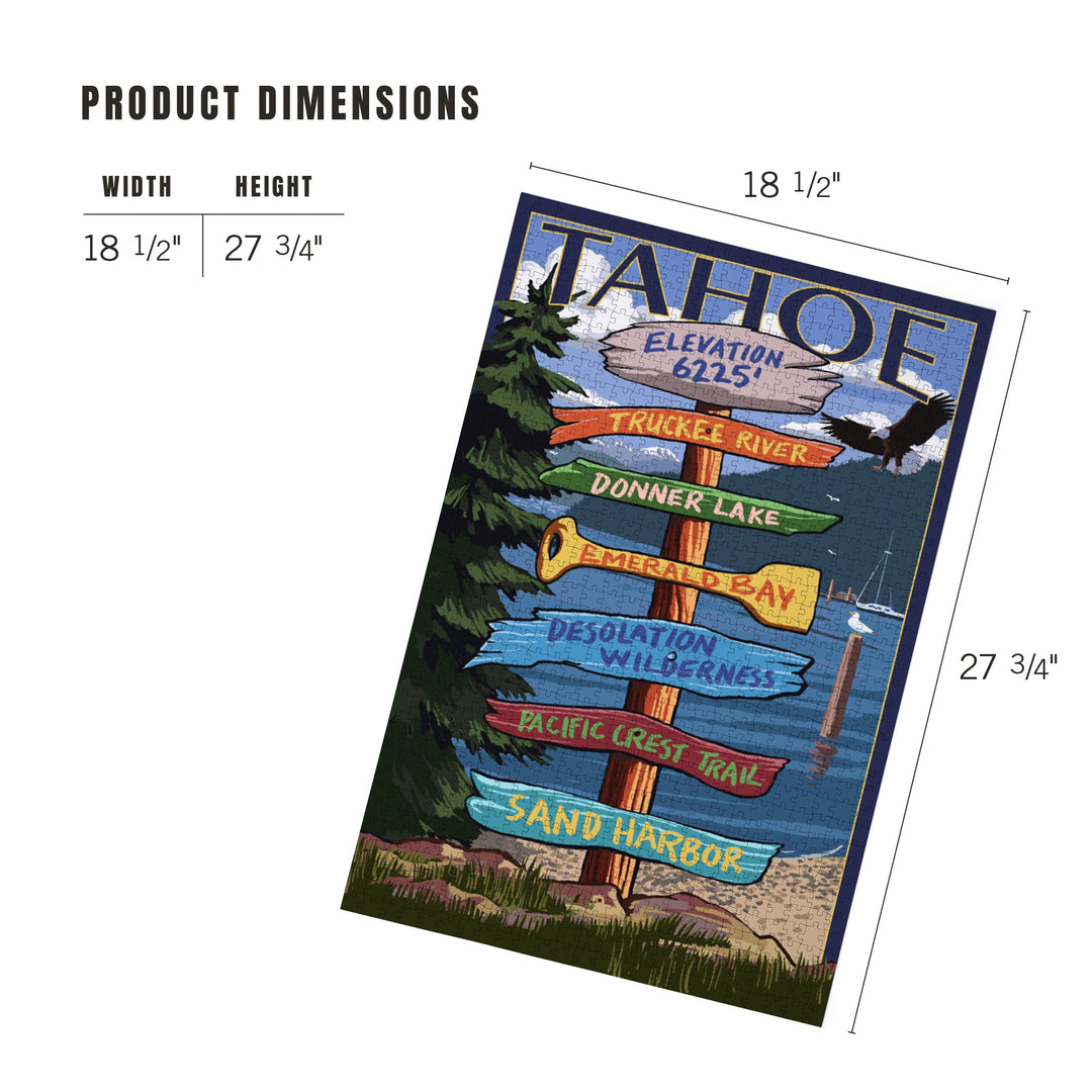 Tahoe, Destination Signpost, Jigsaw Puzzle Puzzle Lantern Press 
