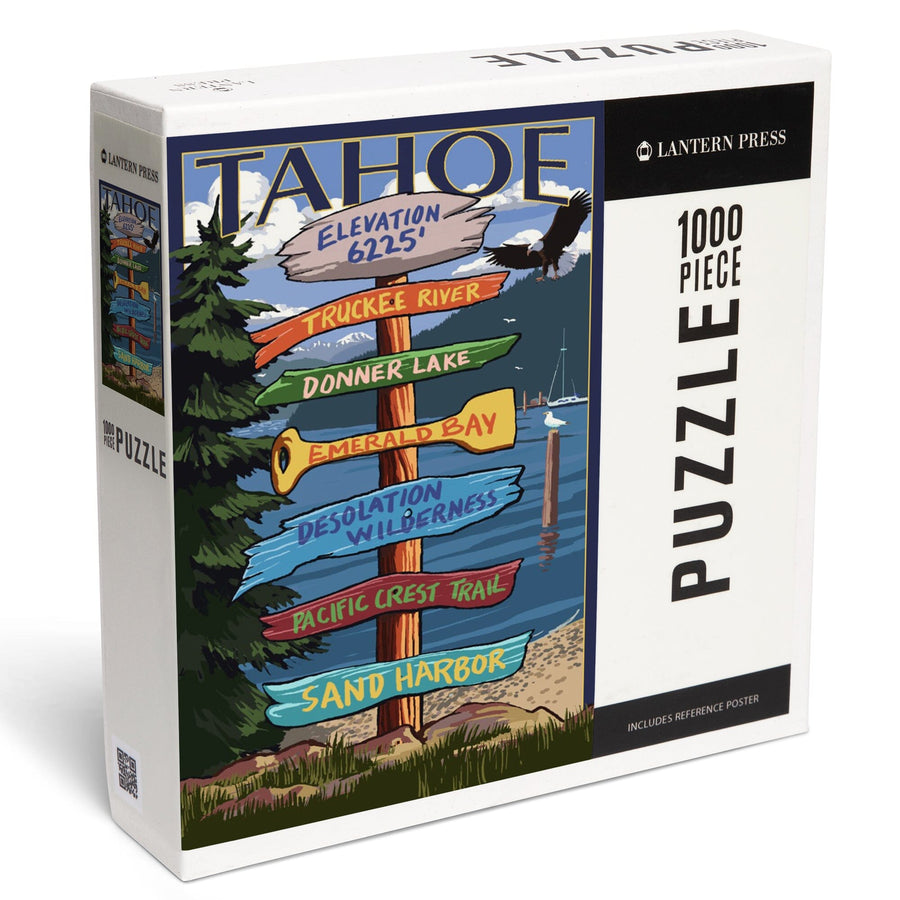 Tahoe, Destination Signpost, Jigsaw Puzzle Puzzle Lantern Press 