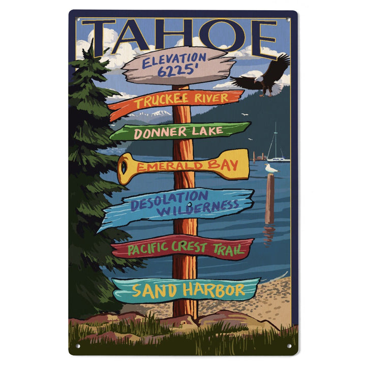 Tahoe, Destination Signpost, Lantern Press Artwork, Wood Signs and Postcards Wood Lantern Press 