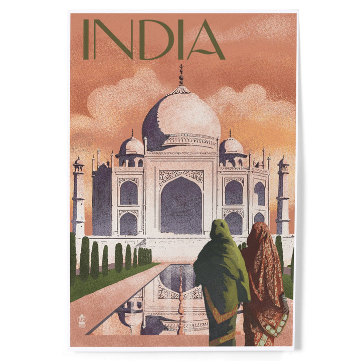 Taj Mahal, India, Lithograph Style, Art & Giclee Prints Art Lantern Press 