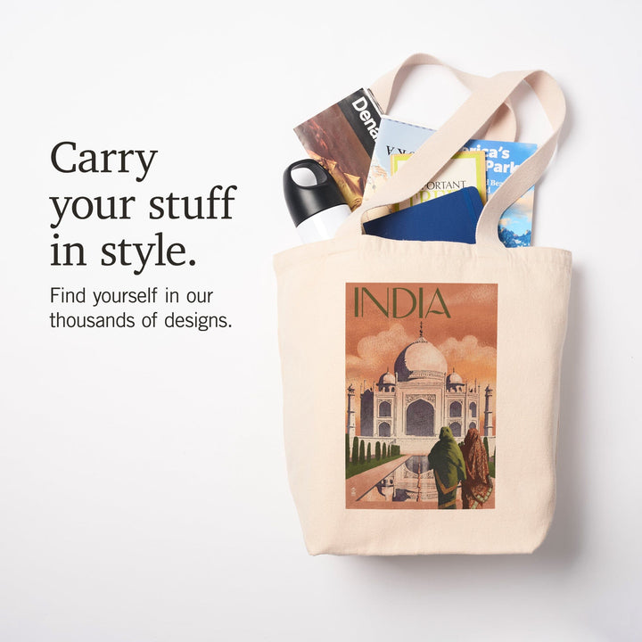 Taj Mahal, India, Lithograph Style, Tote Bag Totes Lantern Press 