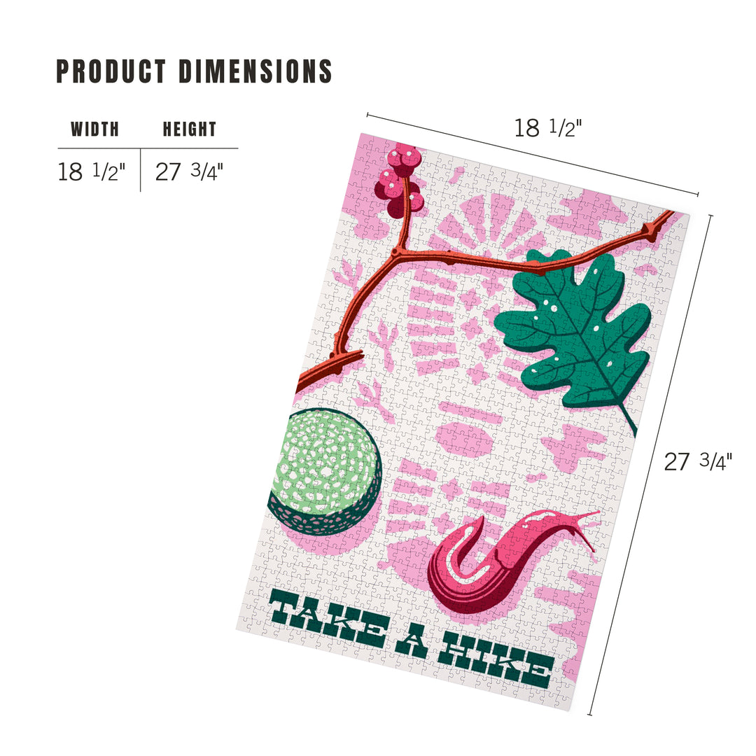 Take a Hike, Bootprint, Green and Pink, Vector, Jigsaw Puzzle Puzzle Lantern Press 