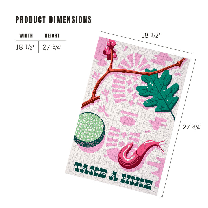 Take a Hike, Bootprint, Green and Pink, Vector, Jigsaw Puzzle Puzzle Lantern Press 