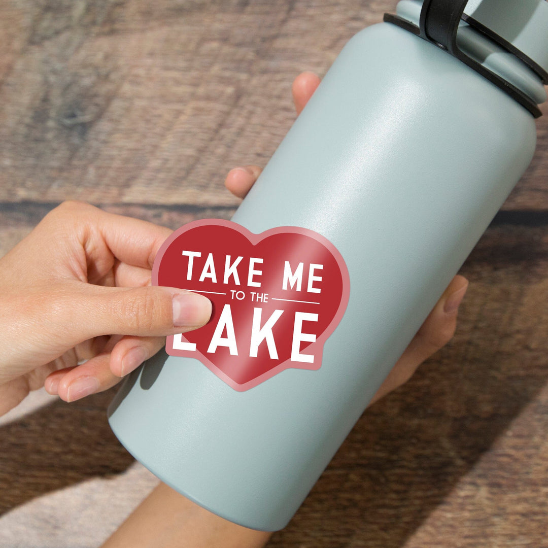 Take Me to the Lake, Simply Said, Contour, Vinyl Sticker Sticker Lantern Press 