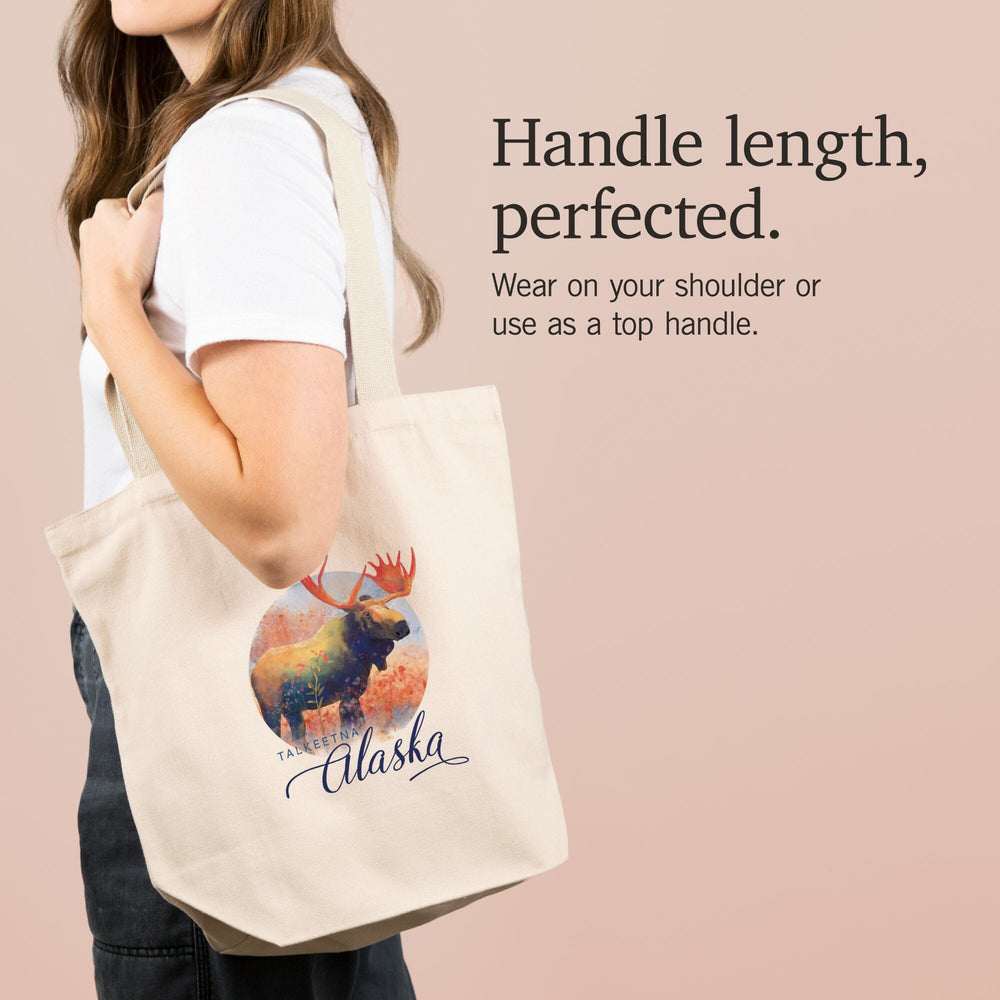 Talkeetna, Alaska, Moose, Watercolor,, Tote Bag Totes Lantern Press 