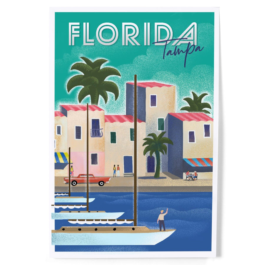 Tampa, Florida, Lithograph, Art & Giclee Prints Art Lantern Press 
