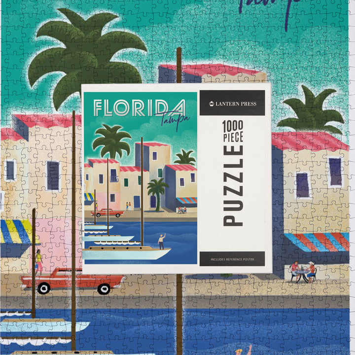 Tampa, Florida, Lithograph, Jigsaw Puzzle Puzzle Lantern Press 