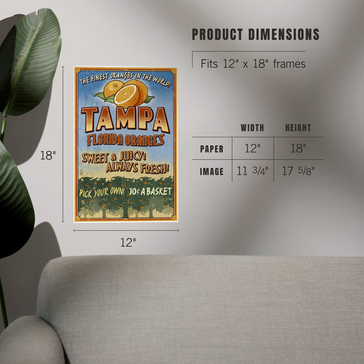 Tampa, Florida, Orange Grove Vintage Sign, Art & Giclee Prints Art Lantern Press 