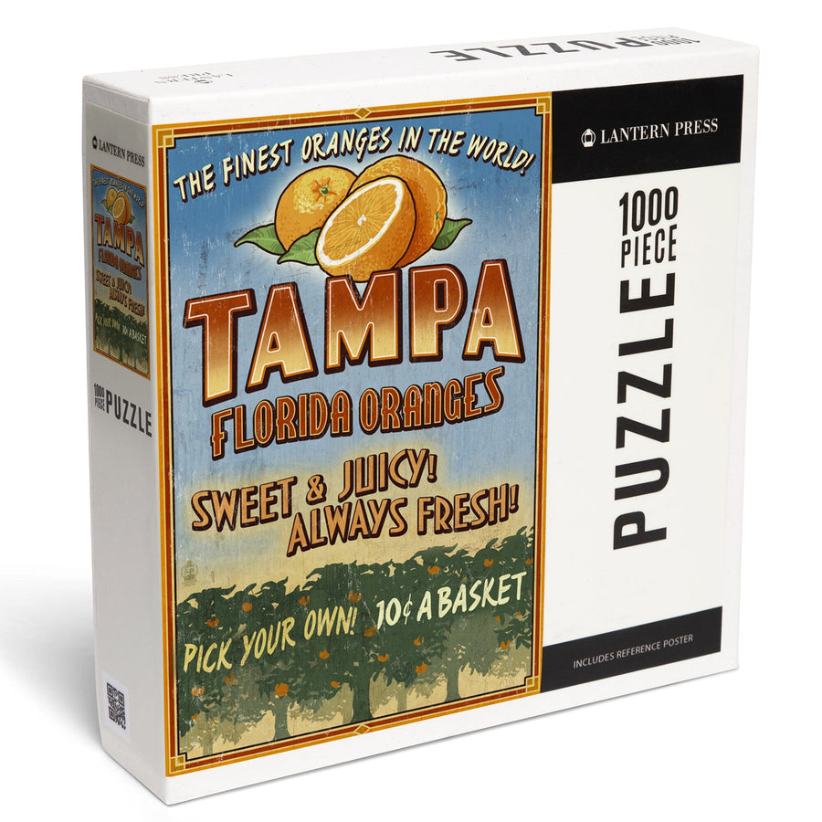Tampa, Florida, Orange Grove Vintage Sign, Jigsaw Puzzle Puzzle Lantern Press 