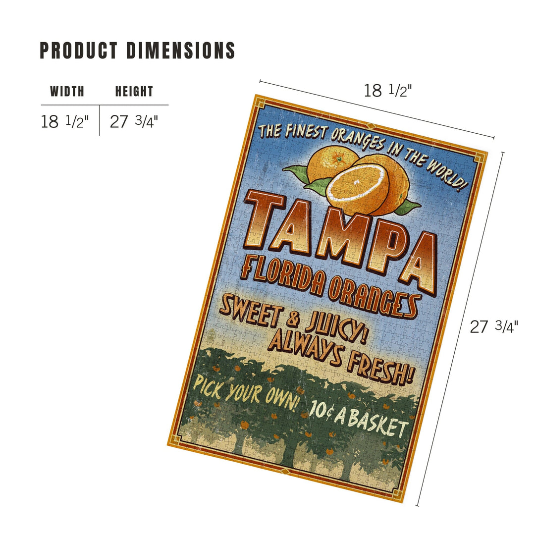 Tampa, Florida, Orange Grove Vintage Sign, Jigsaw Puzzle Puzzle Lantern Press 