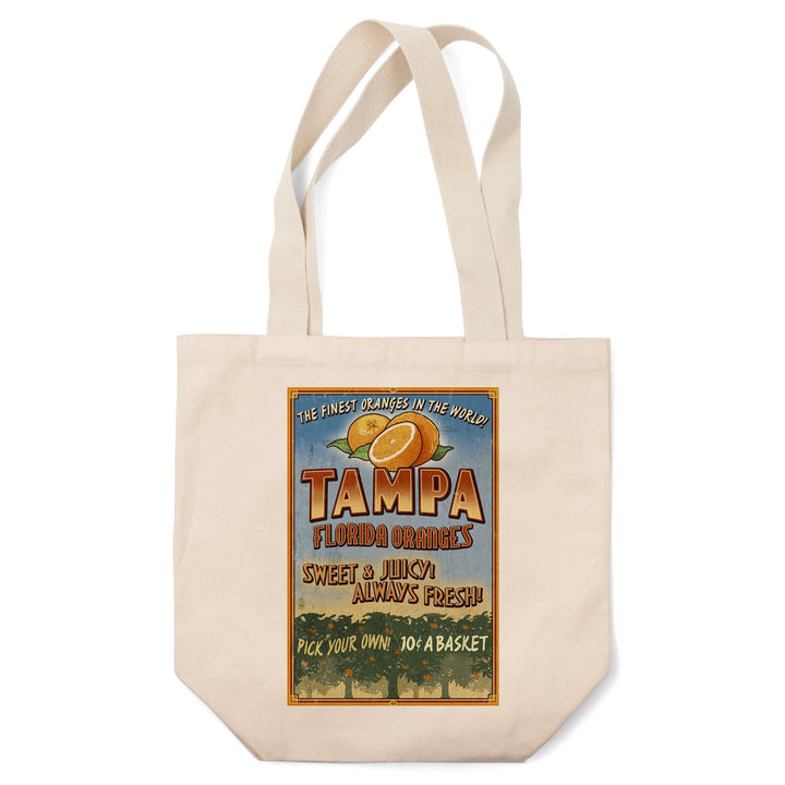 Tampa, Florida, Orange Grove Vintage Sign, Lantern Press Artwork, Tote Bag Totes Lantern Press 