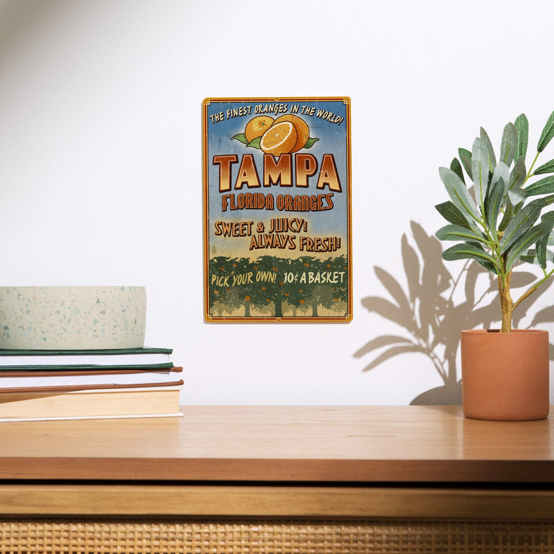 Tampa, Florida, Orange Grove Vintage Sign, Lantern Press Artwork, Wood Signs and Postcards Wood Lantern Press 