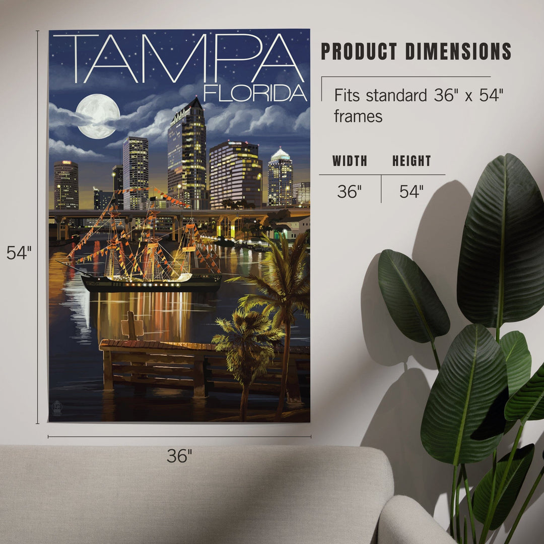Tampa, Florida, Skyline at Night, Art & Giclee Prints Art Lantern Press 