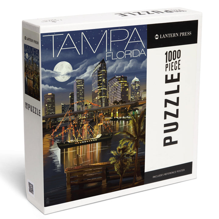 Tampa, Florida, Skyline at Night, Jigsaw Puzzle Puzzle Lantern Press 