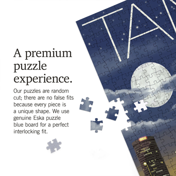 Tampa, Florida, Skyline at Night, Jigsaw Puzzle Puzzle Lantern Press 