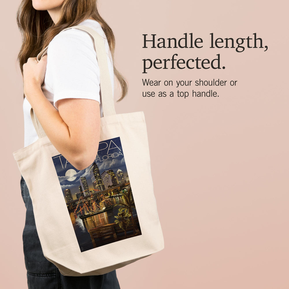 Tampa, Florida, Skyline at Night, Tote Bag Totes Lantern Press 