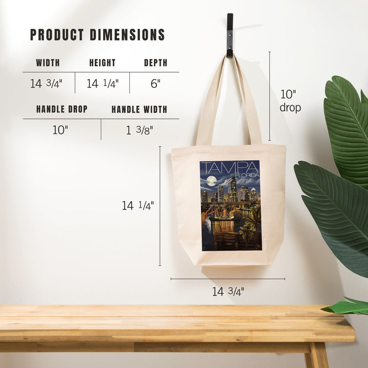 Tampa, Florida, Skyline at Night, Tote Bag Totes Lantern Press 