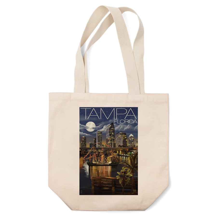Tampa, Florida, Skyline at Night, Tote Bag Totes Lantern Press 