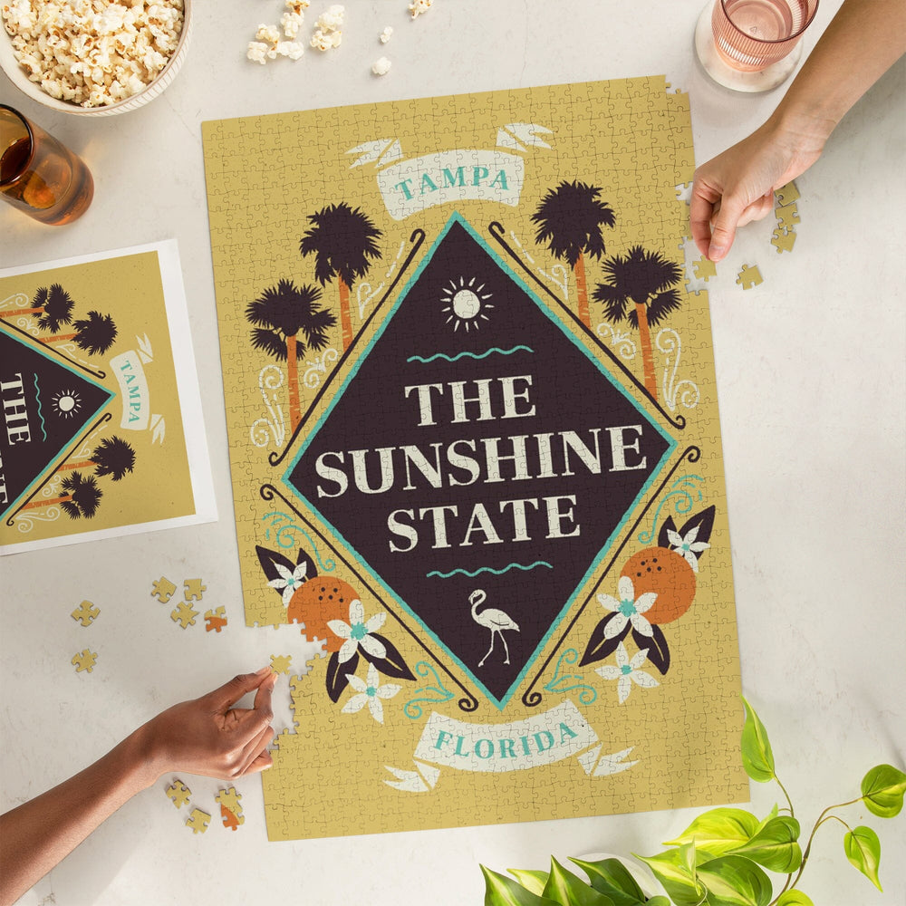 Tampa, Florida, State Motto Crest, State Series, Jigsaw Puzzle Puzzle Lantern Press 