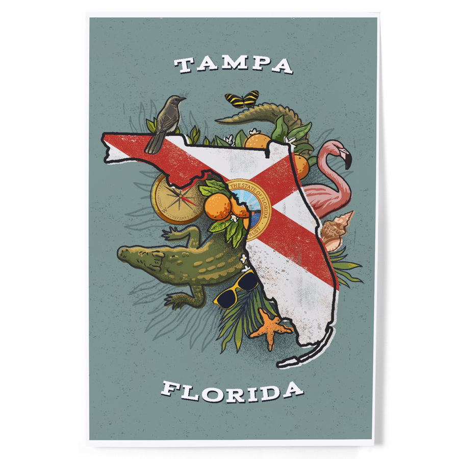 Tampa, Florida, State Treasure Trove, State Series, Art & Giclee Prints Art Lantern Press 