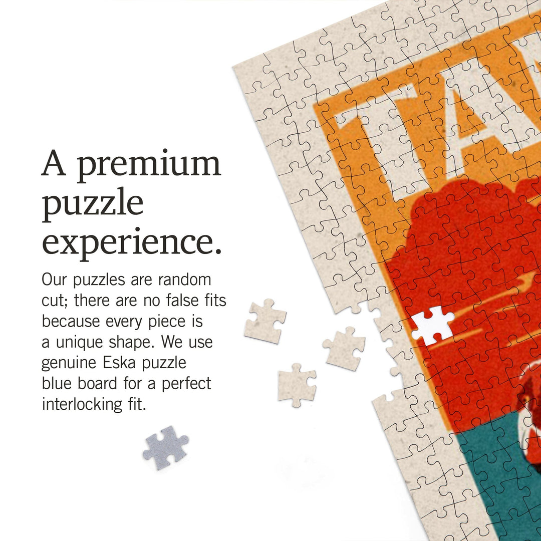 Tampa, Florida, Woodblock, Jigsaw Puzzle Puzzle Lantern Press 