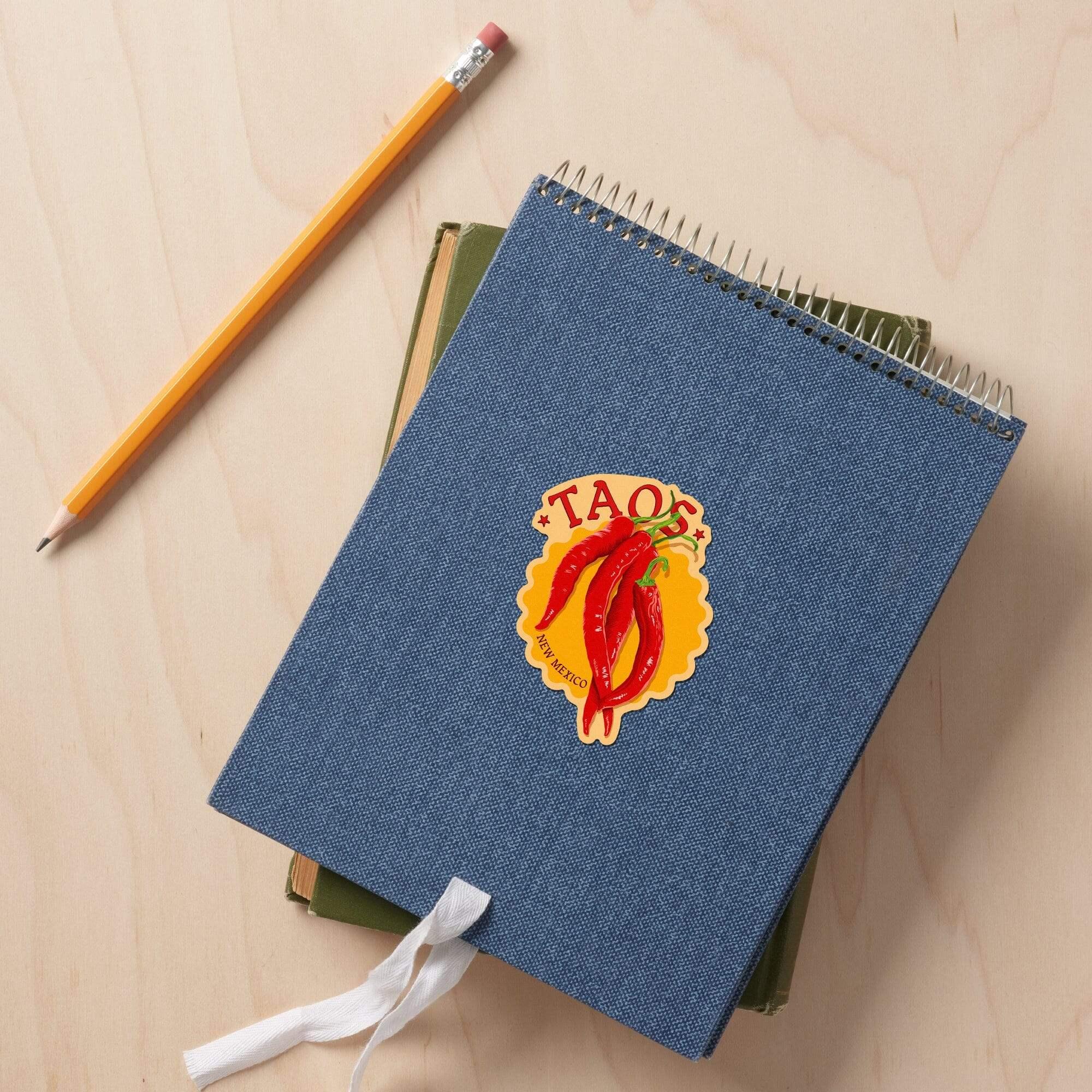 Taos, New Mexico, Red Chiles, Letterpress, Contour, Lantern Press Artw