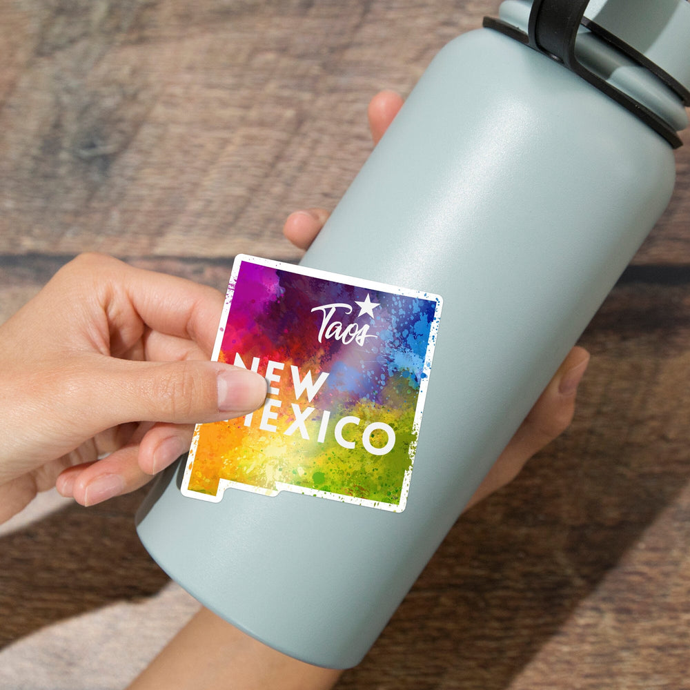 Taos, New Mexico, State Abstract Watercolor, Contour, Vinyl Sticker Sticker Lantern Press 