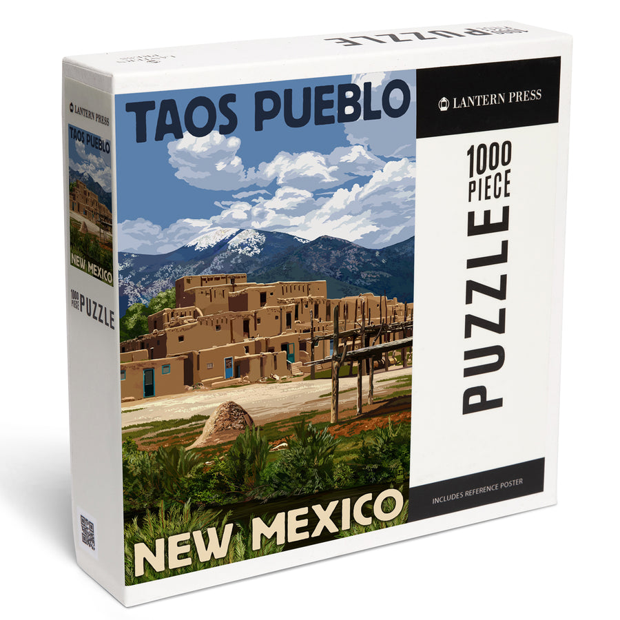 Taos Pueblo, New Mexico, Ruins Scene, Jigsaw Puzzle Puzzle Lantern Press 