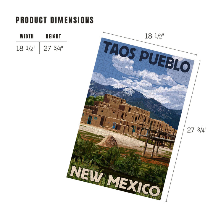 Taos Pueblo, New Mexico, Ruins Scene, Jigsaw Puzzle Puzzle Lantern Press 