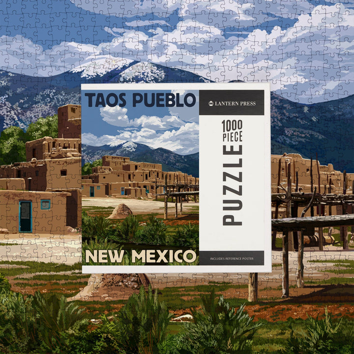 Taos Pueblo, New Mexico, Ruins Scene, Jigsaw Puzzle Puzzle Lantern Press 