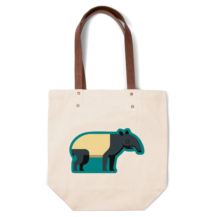 Tapir, Geometric, Contour, Lantern Press Artwork, Accessory Go Bag Totes Lantern Press 