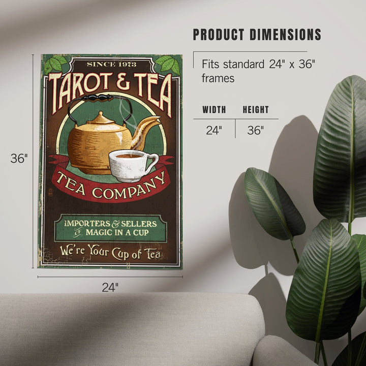 Tarot and Tea, Vintage Sign, Art & Giclee Prints Art Lantern Press 