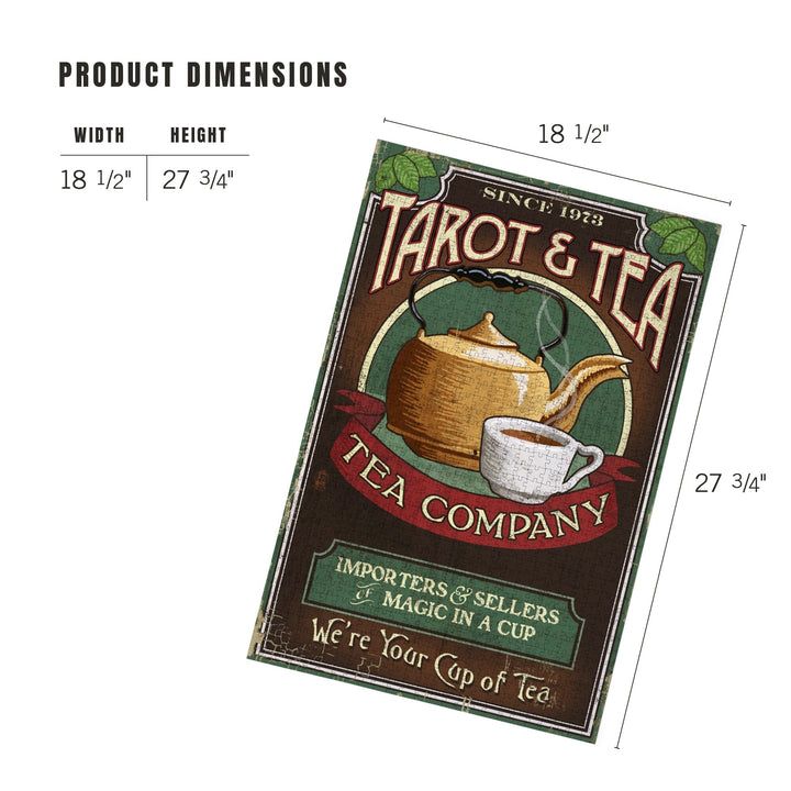 Tarot and Tea, Vintage Sign, Jigsaw Puzzle Puzzle Lantern Press 